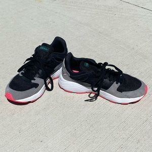 Adidas Cloud Foam Comfort Black, Grey, White, & Pink Tennis Shoes/Sneakers